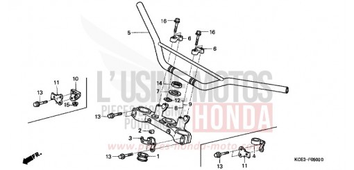 HANDLE PIPE/TOP BRIDGE XR250RW de 1998